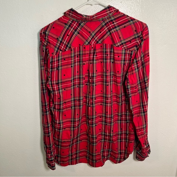 Talbots Cotton Button Front Shirt Mountain Dot Plaid M - Picture 5 of 9
